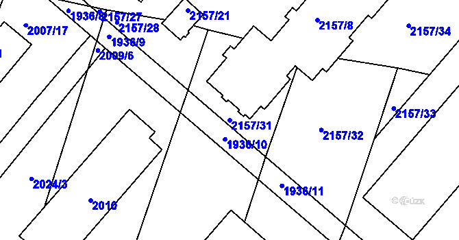 Parcela st. 2157/31 v KÚ Pečky, Katastrální mapa