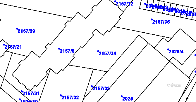 Parcela st. 2157/34 v KÚ Pečky, Katastrální mapa