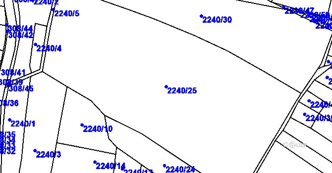 Parcela st. 2240/25 v KÚ Pečky, Katastrální mapa