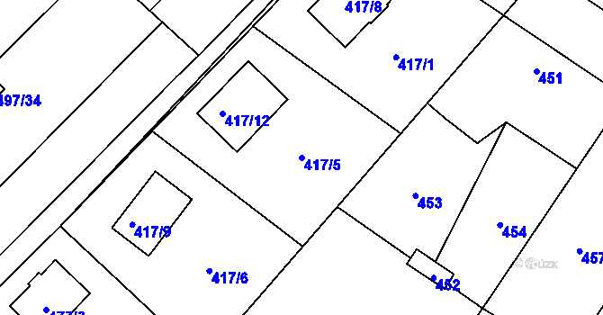 Parcela st. 417/5 v KÚ Pečky, Katastrální mapa