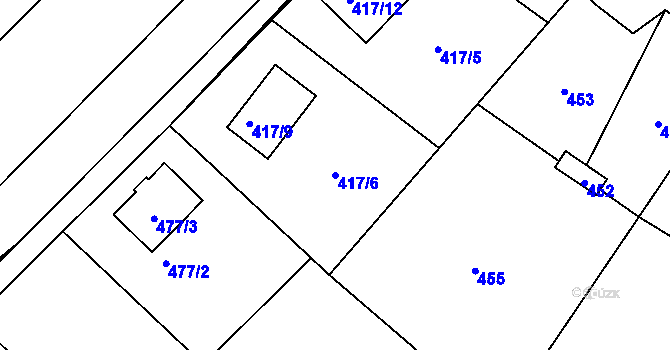 Parcela st. 417/6 v KÚ Pečky, Katastrální mapa