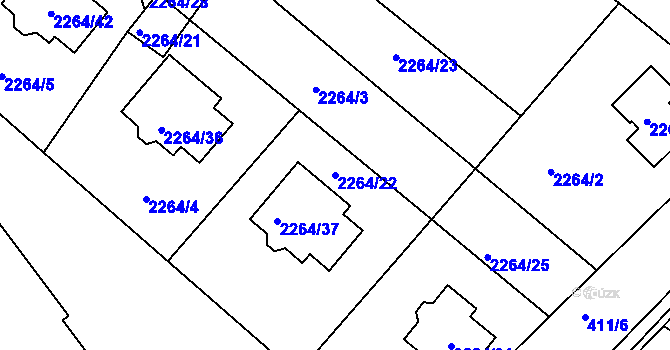 Parcela st. 2264/22 v KÚ Pečky, Katastrální mapa