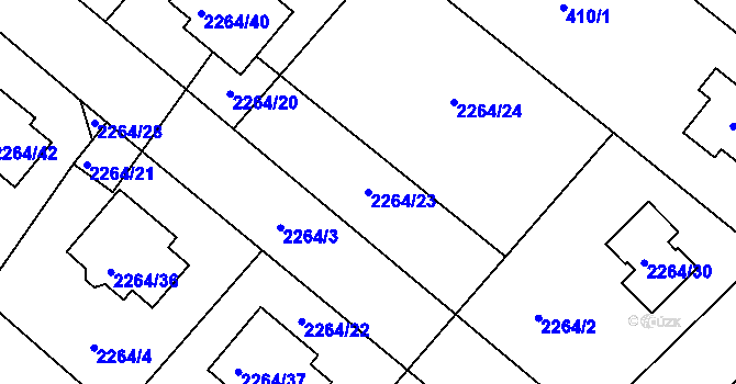 Parcela st. 2264/23 v KÚ Pečky, Katastrální mapa