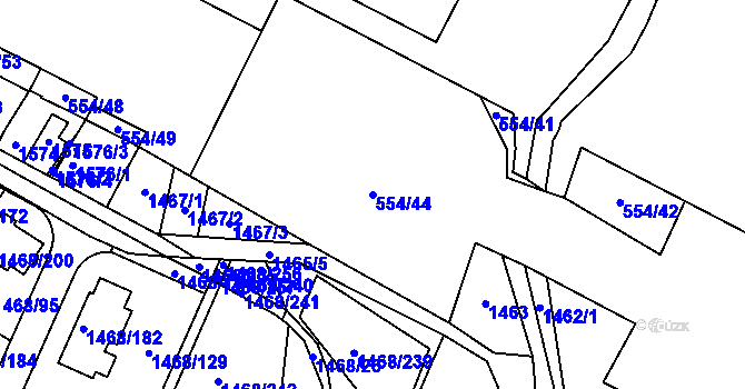 Parcela st. 554/44 v KÚ Pečky, Katastrální mapa