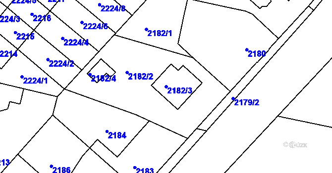Parcela st. 2182/3 v KÚ Pečky, Katastrální mapa