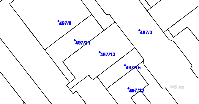 Parcela st. 497/13 v KÚ Pečky, Katastrální mapa
