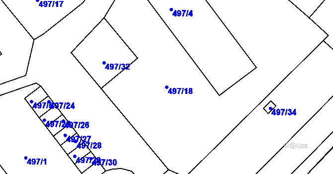Parcela st. 497/18 v KÚ Pečky, Katastrální mapa