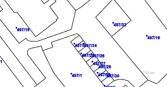Parcela st. 497/24 v KÚ Pečky, Katastrální mapa