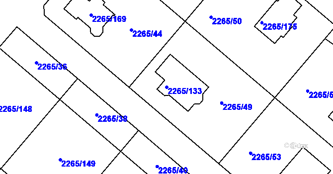 Parcela st. 2265/133 v KÚ Pečky, Katastrální mapa