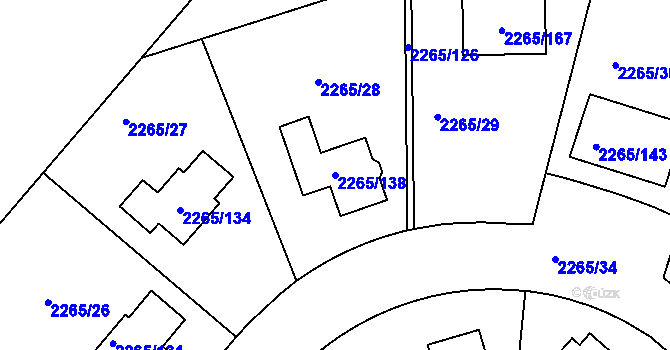 Parcela st. 2265/138 v KÚ Pečky, Katastrální mapa