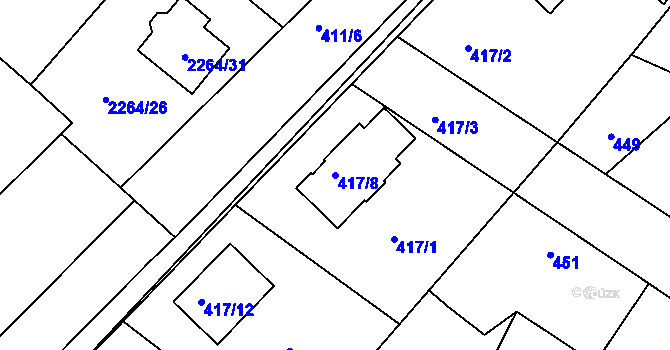 Parcela st. 417/8 v KÚ Pečky, Katastrální mapa