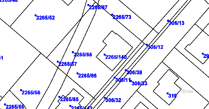 Parcela st. 2265/140 v KÚ Pečky, Katastrální mapa