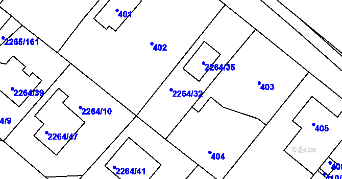 Parcela st. 2264/32 v KÚ Pečky, Katastrální mapa