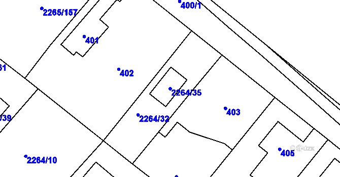 Parcela st. 2264/35 v KÚ Pečky, Katastrální mapa