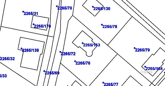 Parcela st. 2265/163 v KÚ Pečky, Katastrální mapa