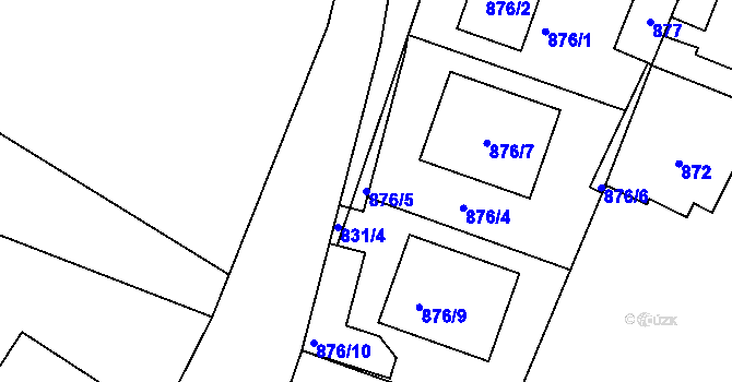Parcela st. 876/5 v KÚ Pečky, Katastrální mapa