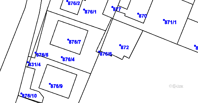 Parcela st. 876/6 v KÚ Pečky, Katastrální mapa