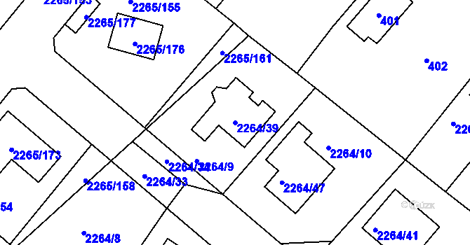 Parcela st. 2264/39 v KÚ Pečky, Katastrální mapa