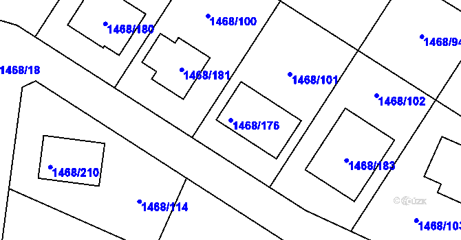 Parcela st. 1468/176 v KÚ Pečky, Katastrální mapa