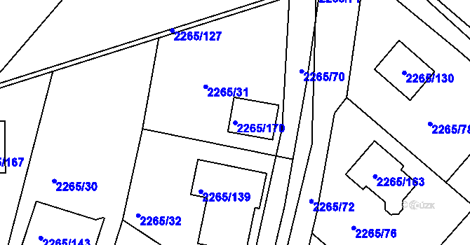 Parcela st. 2265/170 v KÚ Pečky, Katastrální mapa