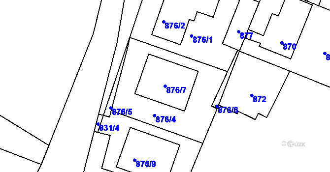 Parcela st. 876/7 v KÚ Pečky, Katastrální mapa