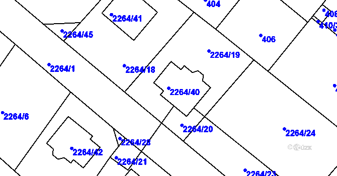 Parcela st. 2264/40 v KÚ Pečky, Katastrální mapa