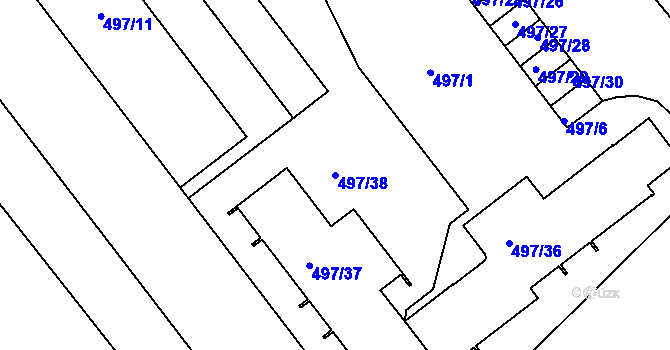 Parcela st. 497/38 v KÚ Pečky, Katastrální mapa