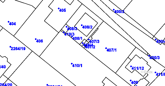 Parcela st. 408/4 v KÚ Pečky, Katastrální mapa