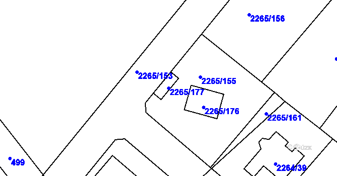 Parcela st. 2265/177 v KÚ Pečky, Katastrální mapa
