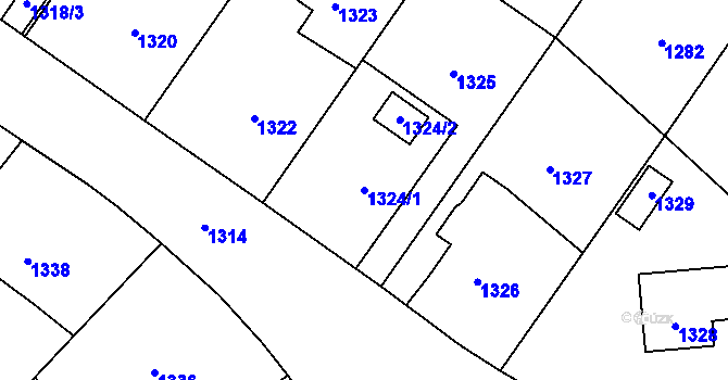 Parcela st. 1324/1 v KÚ Pečky, Katastrální mapa