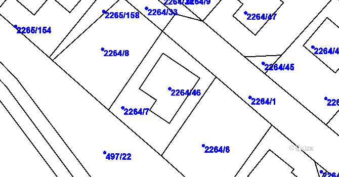 Parcela st. 2264/46 v KÚ Pečky, Katastrální mapa