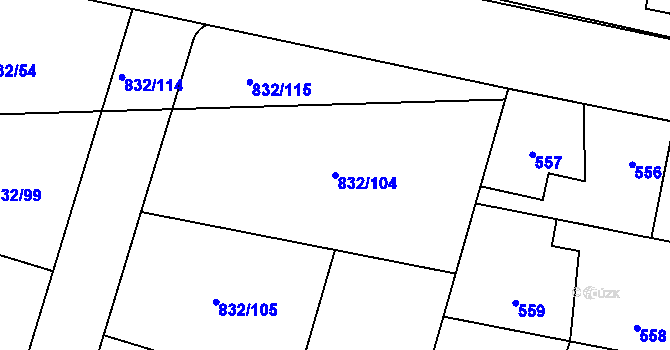 Parcela st. 832/104 v KÚ Pečky, Katastrální mapa