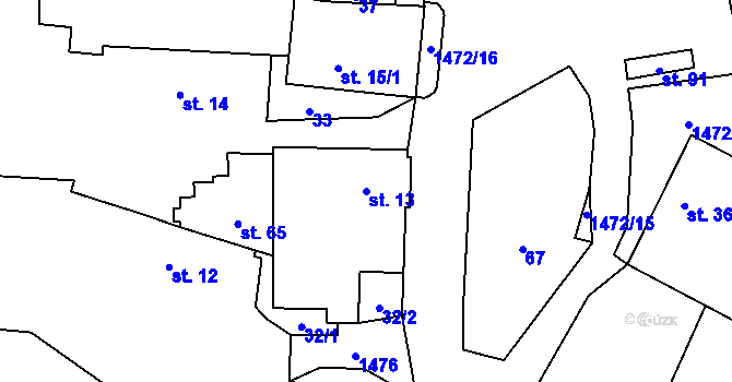 Parcela st. 13 v KÚ Pechova Lhota, Katastrální mapa