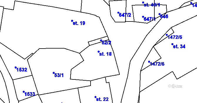 Parcela st. 18 v KÚ Pechova Lhota, Katastrální mapa