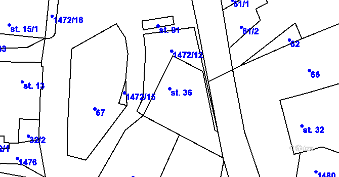Parcela st. 36 v KÚ Pechova Lhota, Katastrální mapa