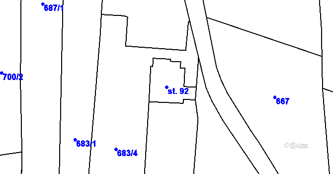 Parcela st. 92 v KÚ Pechova Lhota, Katastrální mapa