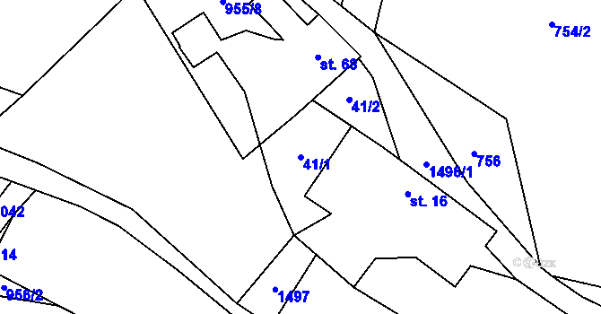 Parcela st. 41/1 v KÚ Pechova Lhota, Katastrální mapa