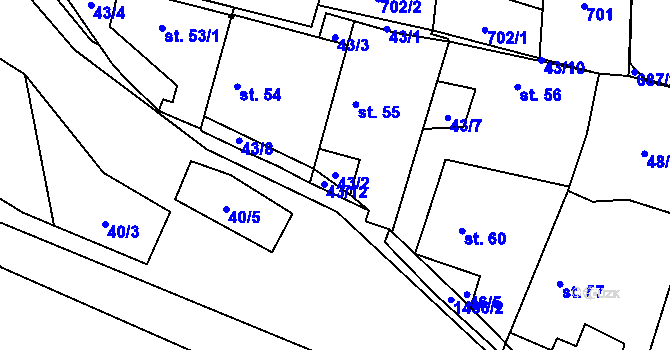 Parcela st. 43/2 v KÚ Pechova Lhota, Katastrální mapa