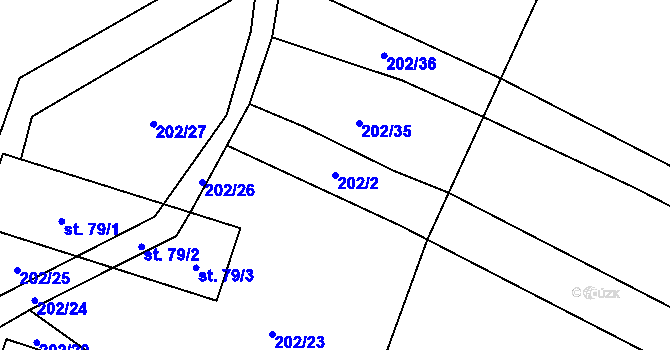 Parcela st. 202/2 v KÚ Pechova Lhota, Katastrální mapa