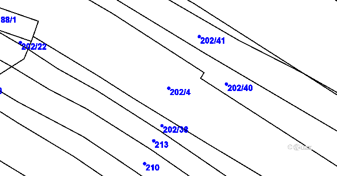 Parcela st. 202/4 v KÚ Pechova Lhota, Katastrální mapa