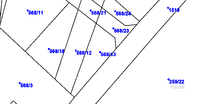 Parcela st. 568/13 v KÚ Pechova Lhota, Katastrální mapa
