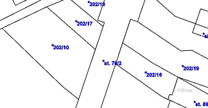 Parcela st. 76/3 v KÚ Pechova Lhota, Katastrální mapa