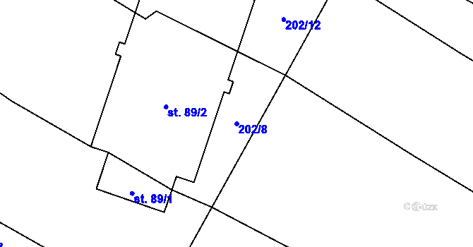 Parcela st. 202/8 v KÚ Pechova Lhota, Katastrální mapa