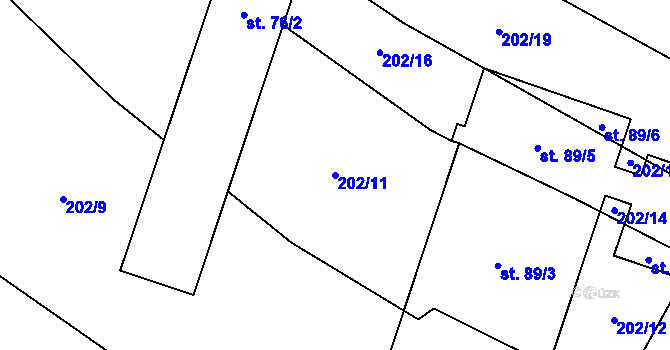 Parcela st. 202/11 v KÚ Pechova Lhota, Katastrální mapa