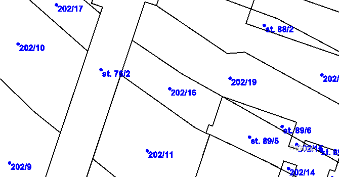 Parcela st. 202/16 v KÚ Pechova Lhota, Katastrální mapa