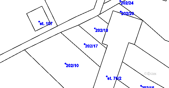 Parcela st. 202/17 v KÚ Pechova Lhota, Katastrální mapa