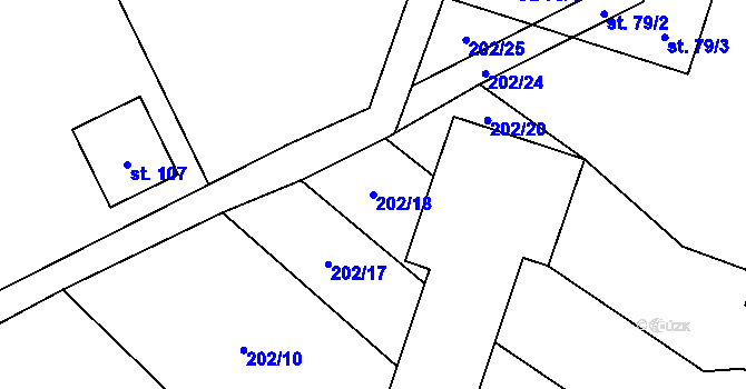 Parcela st. 202/18 v KÚ Pechova Lhota, Katastrální mapa