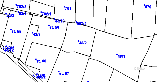 Parcela st. 48/2 v KÚ Pechova Lhota, Katastrální mapa