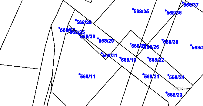 Parcela st. 568/31 v KÚ Pechova Lhota, Katastrální mapa