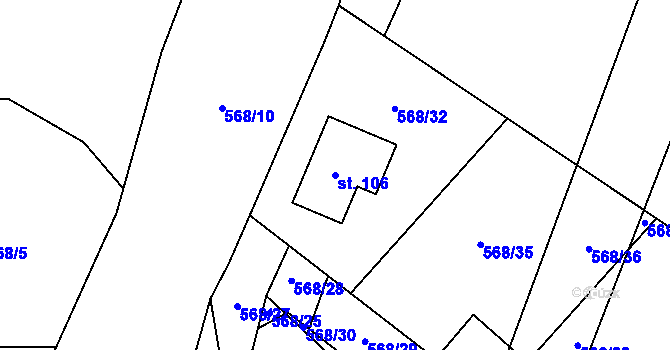 Parcela st. 106 v KÚ Pechova Lhota, Katastrální mapa